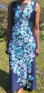 Navy blue floral maxi dress